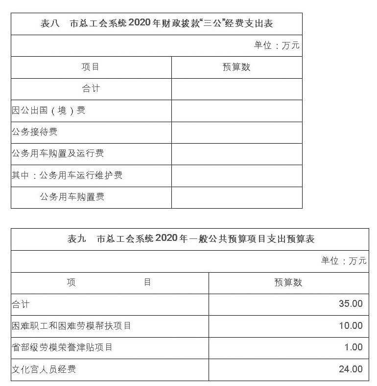 市总工会2020年度部门预算